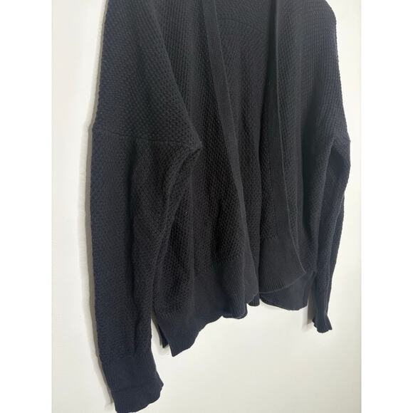 Gap Black Textured V Back Cardigan Sweater Large Chunky Knit Minimalist - Picture 4 of 9
